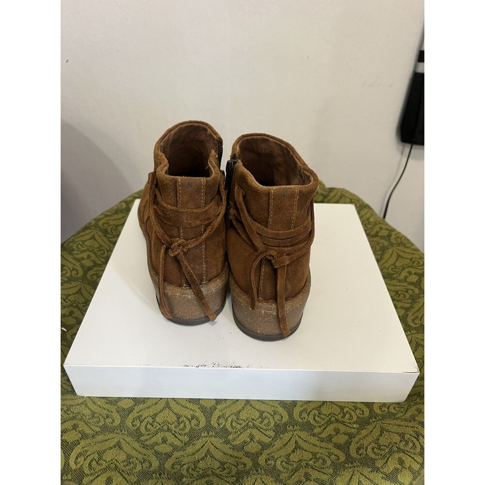 Born Viana Womens Brown Suede Wedge Ankle Zip Comfort Boots Size 9 - Picture 6 of 9
